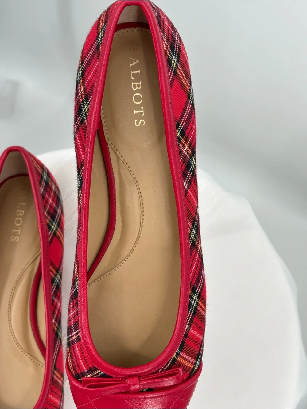 Talbots Red Plaid Quilted-toe Flats Size 7.5 - Picture 2 of 5
